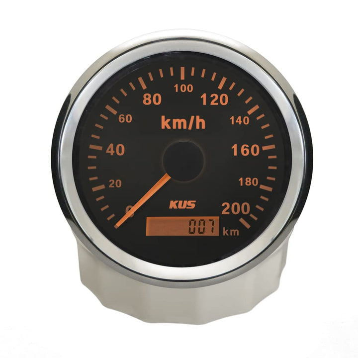 KUS Wasserdichte GPS Tacho Kilometerzähler 0-200km/h Für Auto Motorrad Lkw 85mm (Schwarz), Schwarz