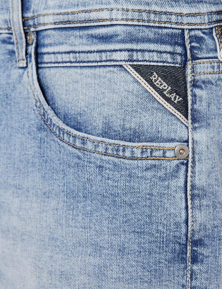 Replay Herren Jeans Shorts Grover Short Straight-Fit mit Super Stretch 28W 010 Light Blue, 28W 010 L