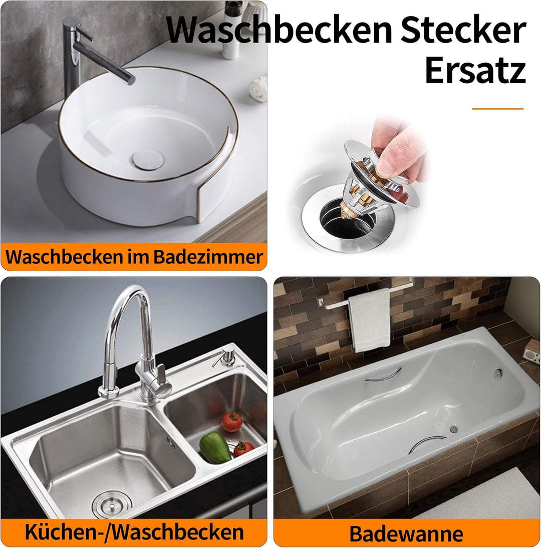 Pop Up Stöpsel Waschbecken Mit Anti Clogging Sieb, Universal Abflusssieb Waschbecken Stöpsel Verschl