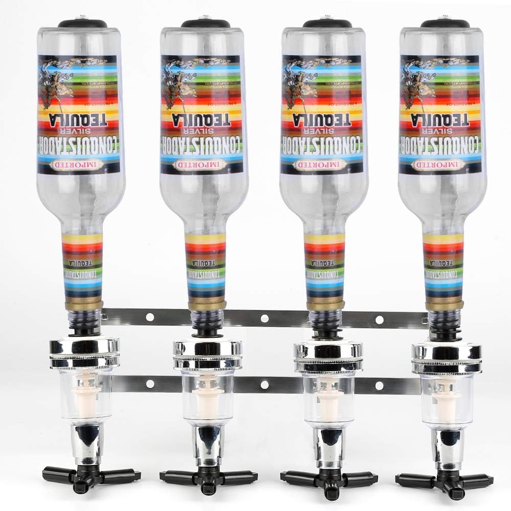 Bar Butler: Aluminium-Flaschenhalter und Dosierer, 4-fach, für Wandmontage (Bar Flaschenhalter)Flasc