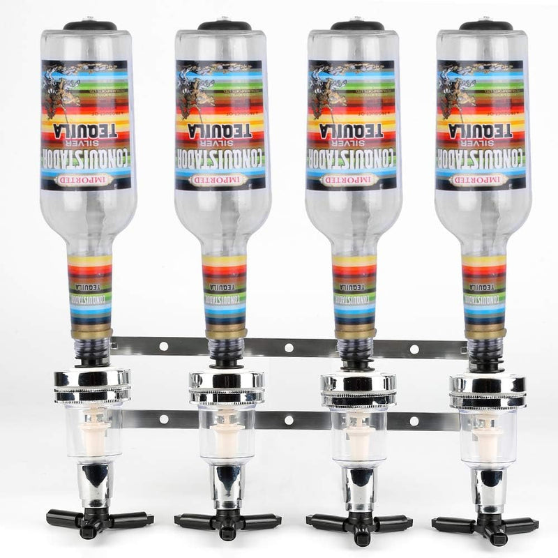 4 Flaschen Getränkeportionierer Bar Butler Wand Flaschenhalter Saft Getränkespender für Cocktail, Ba
