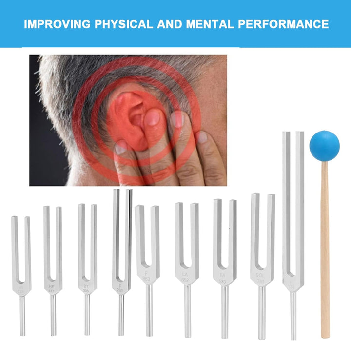 ANKROYU 9 Stück Stimmgabel Set, Tuning Fork 174/285/396/417/528/639/741/852/963 Hz Klangheilungsther