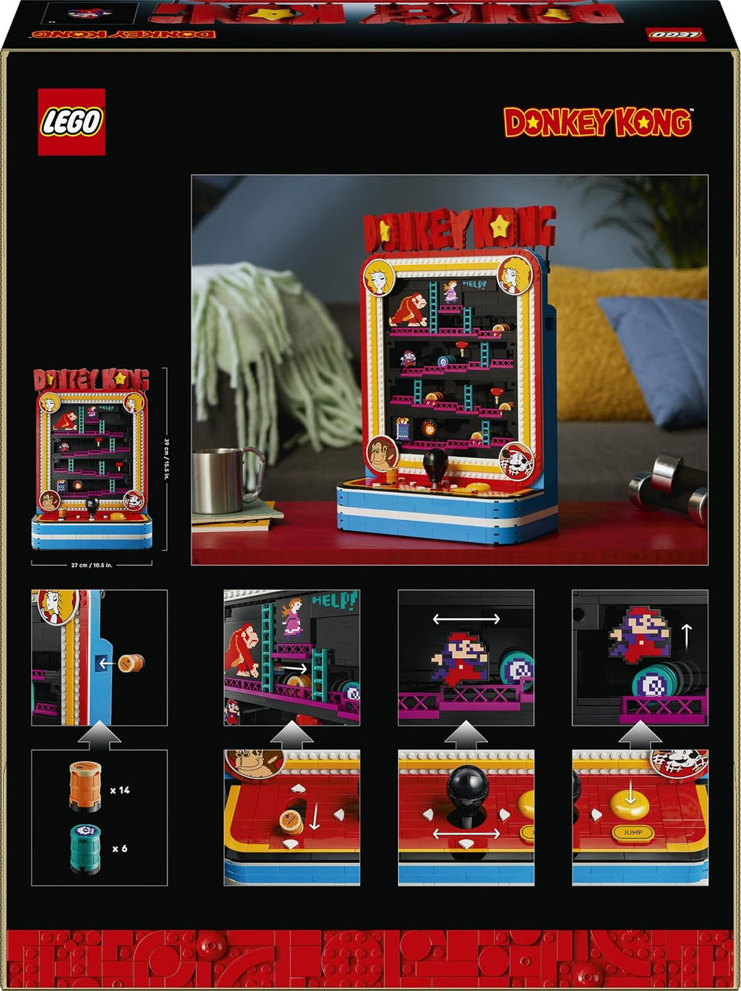 LEGO Super Mario Donkey Kong Arcade - Interaktives 3D Modellbau für Erwachsene mit Joystick &amp; Fässer