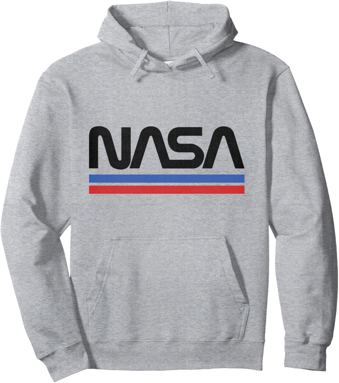 NASA Red Blue Stripe Minimal Logo Vintage Pullover Hoodie