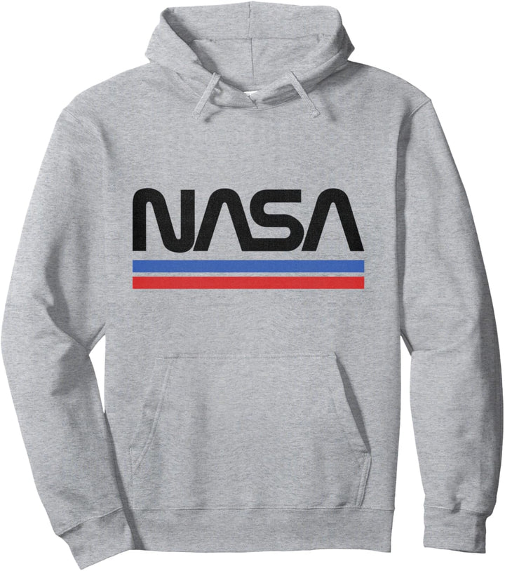 NASA Red Blue Stripe Minimal Logo Vintage Pullover Hoodie