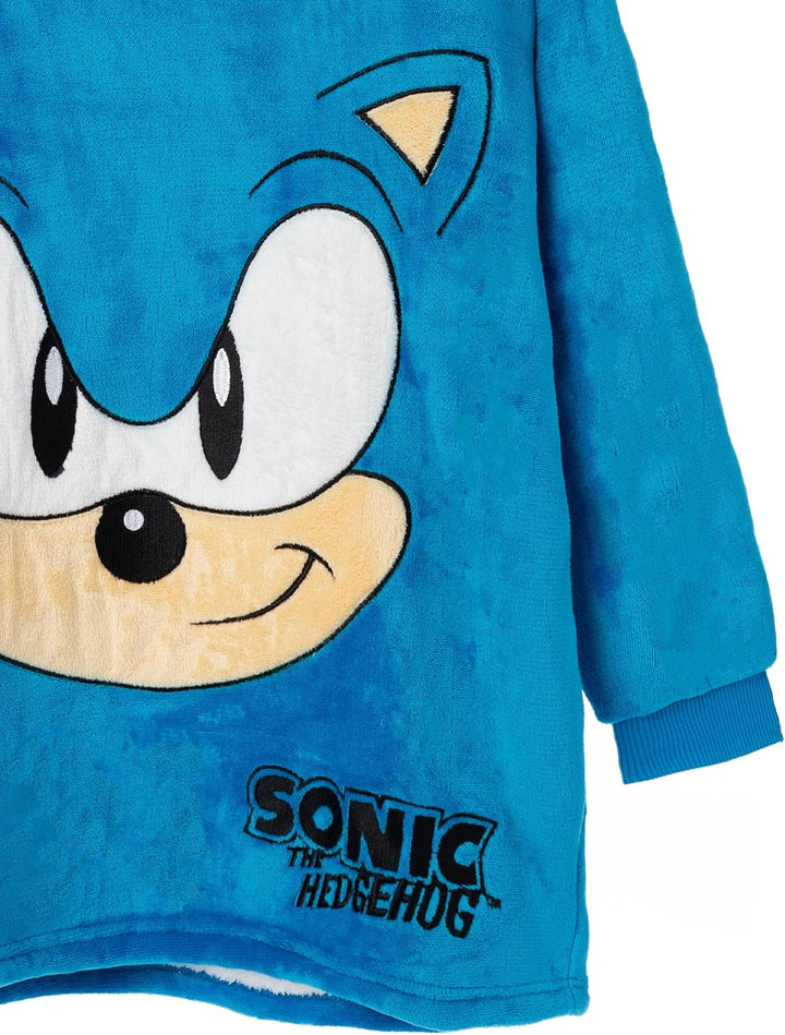 Sonic Boys' Blue Fleece Hooded Blanket | Diese blaue Jungenkapuzenjacke ist perfekt, um an kühlen Ta
