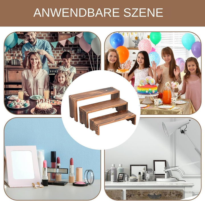 Generisch Holz Präsentationsstufe - Holz Cupcake Ständer - Rechteckiger Dessert Organizer Für Ausste