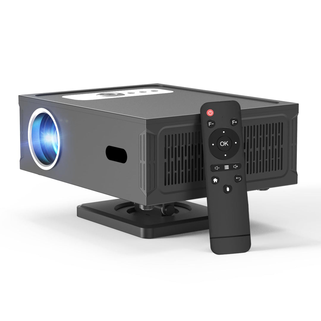 Smart Beamer Full HD 1080P Unterstützt 4K, Projektor 4K mit WiFi 6 BT 5.0 und 360° Abnehmbarer Ständ