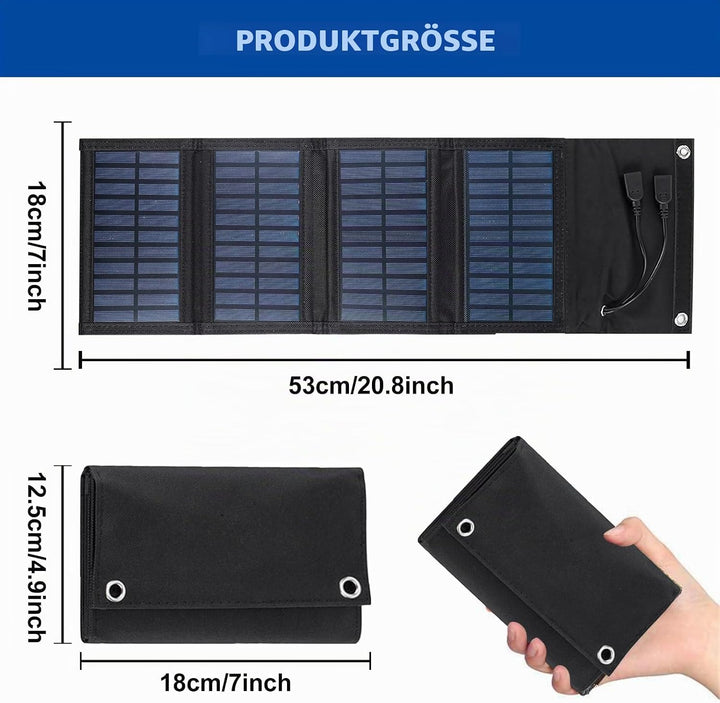 10W Faltbares Solarpanel - Tragbares Solar Ladegerät 5V 2USB Solar Panel Wasserdicht für Outdoor-Akt