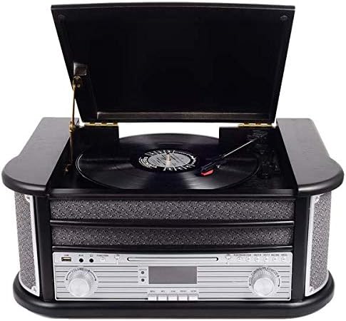 Denver MRD-51 DAB+, FM/AM Radio mit CD-, Kasetten- und Plattenspieler, Holzoptik, Schwarz,