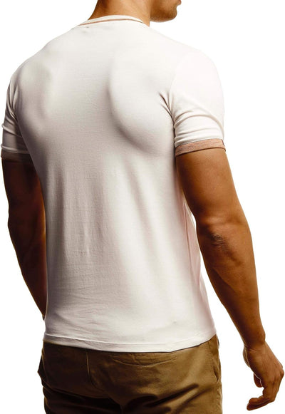 Leif Nelson Sommer T-Shirt Herren V-Ausschnitt - Coole Tshirts lang V-Neck aus Baumwolle - Casual Ba