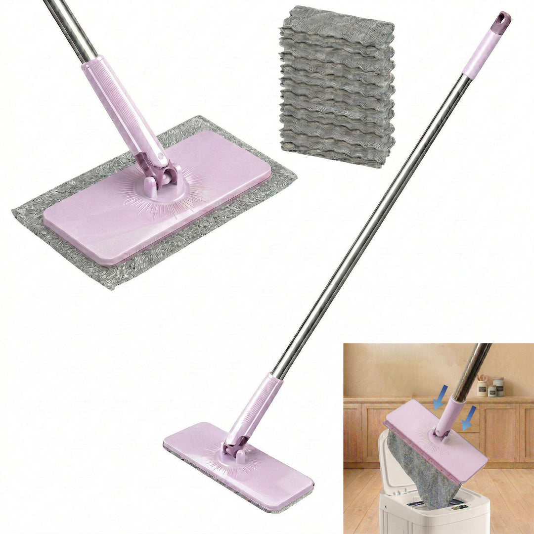Wischmopp mit Klemm-System, 120cm Mopp mit Breitem Wischkopf (25cm), Wischer Mop ohne Händewaschen,