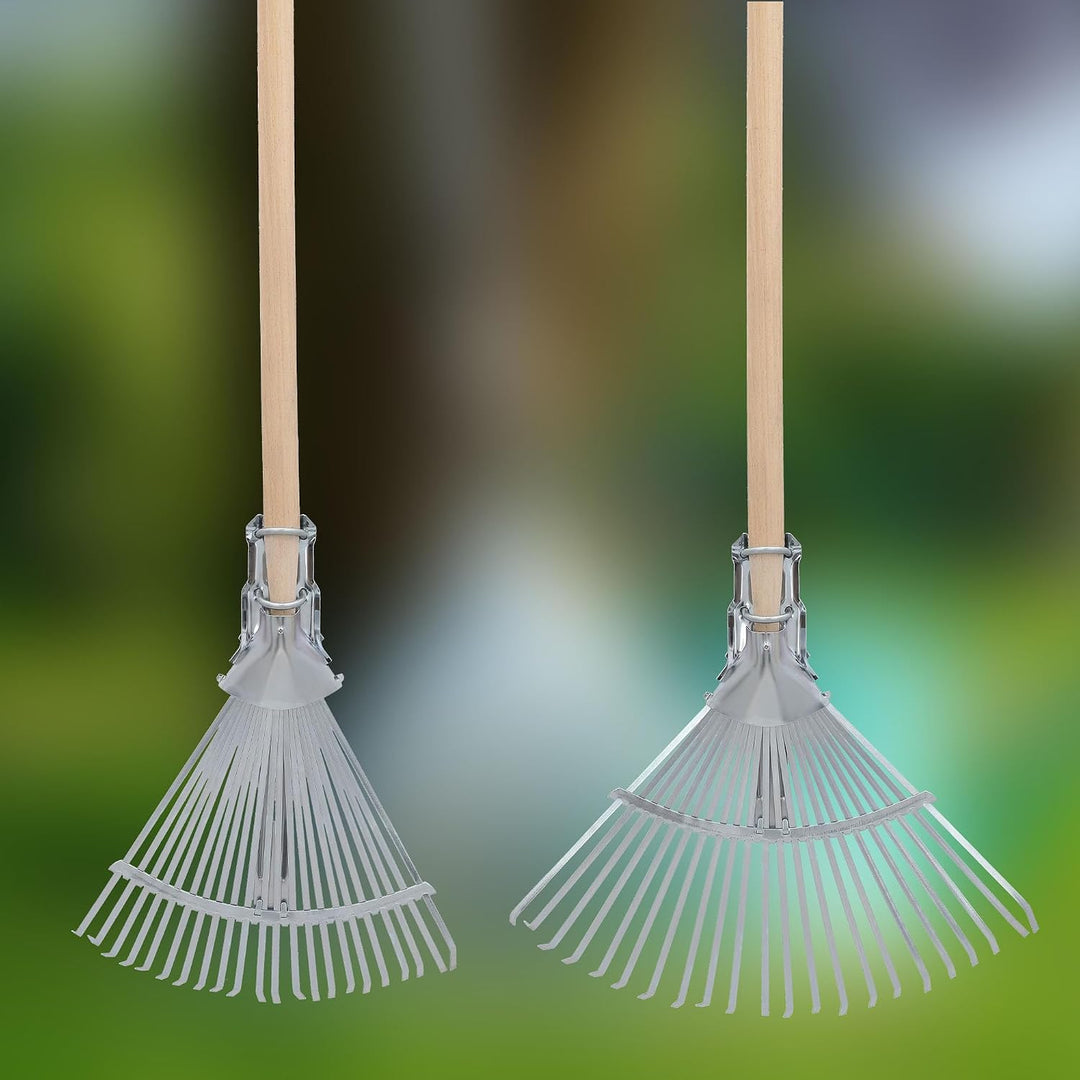 KOTARBAU® Fächerbesen verstellbar - 28-40,5 cm - Laubrechen - Metall Rechen für Gras &amp; Laub - Garten