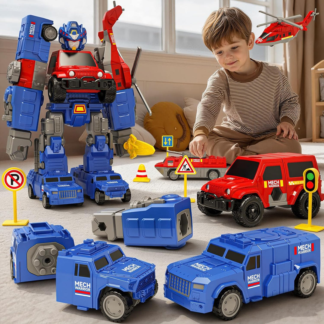 Gzsbaby Magnetische Bausteine Auto, 30 PCS Magnetischer Verformung Roboter mit Aufbewahrungsbox, Mag