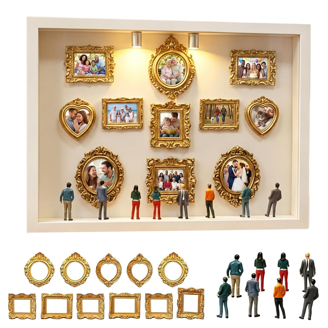 DIY Mini Museum Silhouette Box, Mini Figuren Menschen Museum, Foto Erinnerungsanzeige Set mit 11 Min