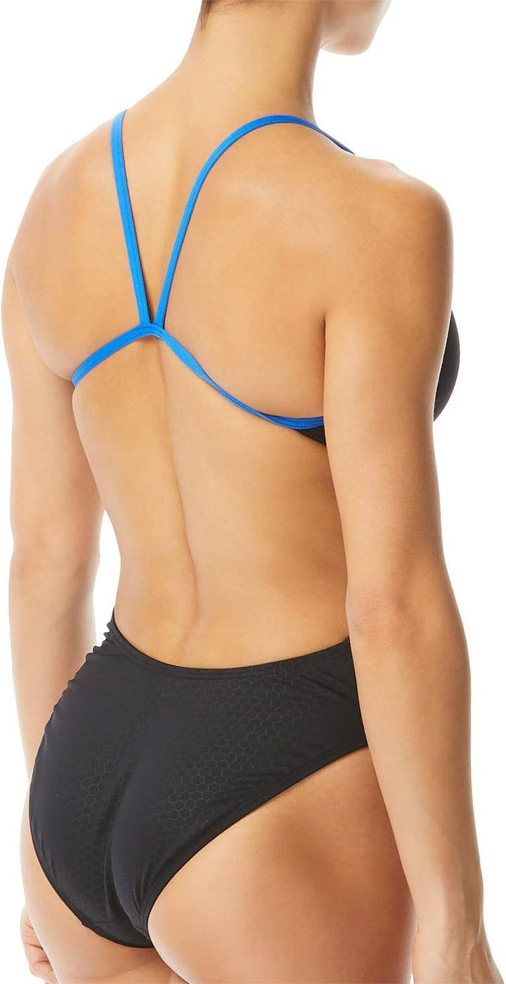 TYR Unisex Modern Hexa, zugeschnittene Passform, Schwimmanzug 22 Schwarz / Blau, 22 Schwarz / Blau