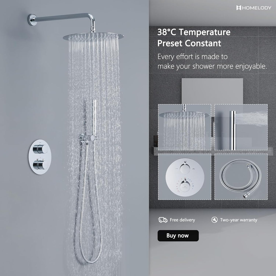 HOMELODY Regendusche Unterputz Duschsystem mit Thermostat,Unterputz Duscharmatur Unterputz Dusche Du