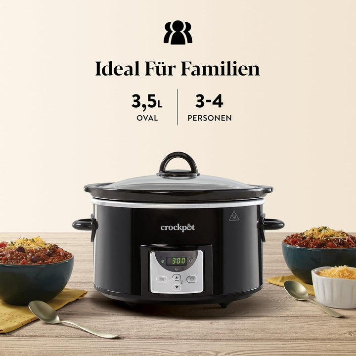 Crockpot Digitaler Schongarer | 3,5 L (3 bis 4 Personen) | Programmierbarer Countdown-Timer | EU-Ste