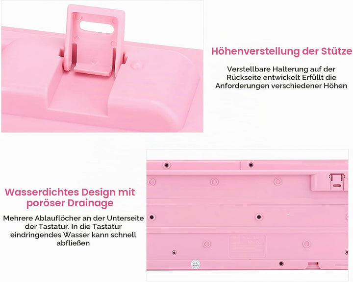Annadue Rosa Tastatur, USB kabelgebunden Gaming Tastatur, 104 Tasten Ultradünne Computer Tastatur fü