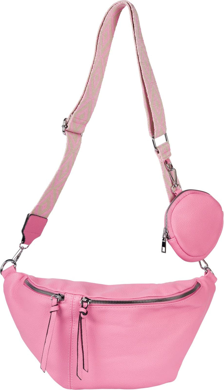 styleBREAKER Damen Halbmond Crossbody Schultertaschen Set 3-Teilig, Schultergurt mit Muster, Schlüss