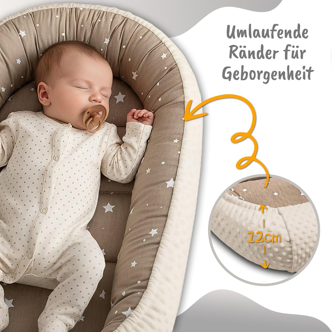 Warmes Nestchen Baby 90x50 cm - Kuschelnest Neugeborene Nestchen aus Baumwolle, Polyester, Winter/He