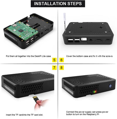 GeeekPi DeskPi Lite Gehäuse für Raspberry Pi 3B/3B+, Raspberry Pi 3B ABS Gehäuse mit Power Button &