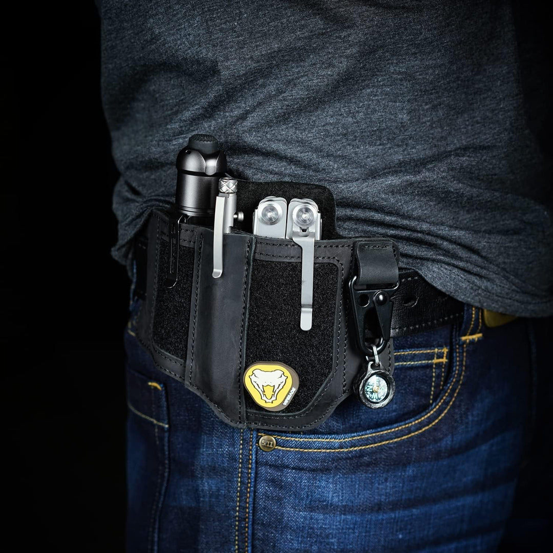VIPERADE PL3 Multitool Scheide Lederscheide mit DIY Patch Bereich,EDC Taschen Organizer für Herren f