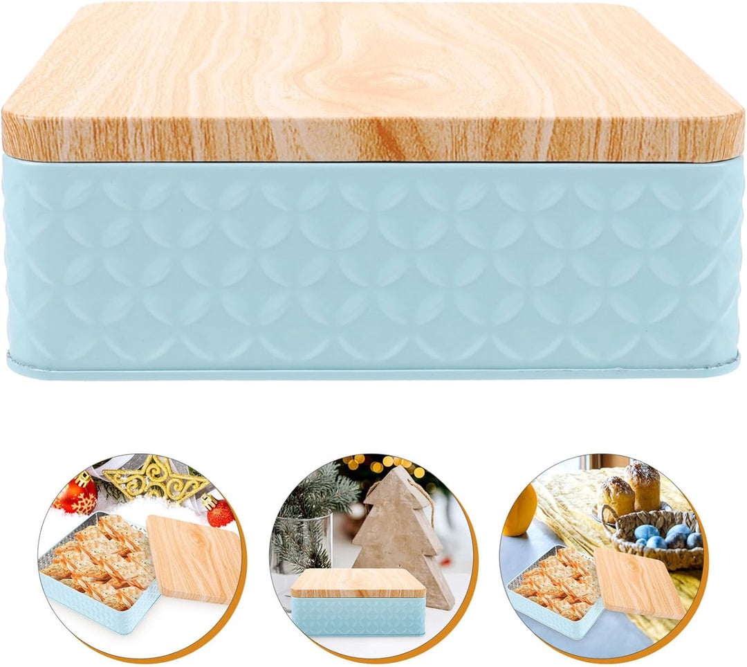 Healvian Keksdose Eckig Weissblech 6.00Cm Hoch Metall Gebäckdose Mit Deckel Für Snacks Süssigkeiten