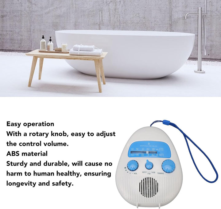 Wasserdichtes Duschradio, AM FM Radio für Badezimmer, Batteriebetriebenes Duschradio, Tragbares Radi