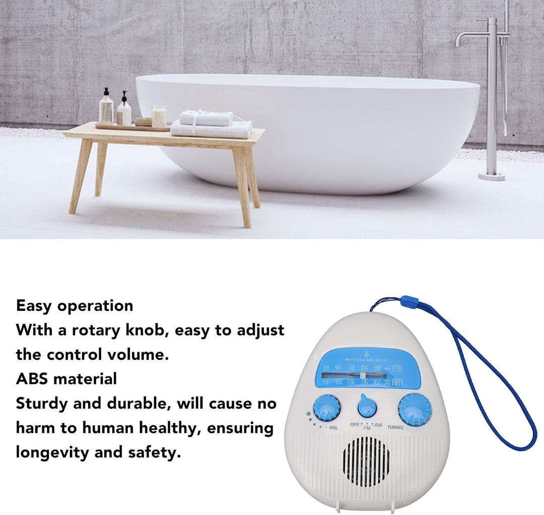 Wasserdichtes Tragbares Duschradio, Badezimmerradio mit Integriertem Lautsprecher, Batteriebetrieben