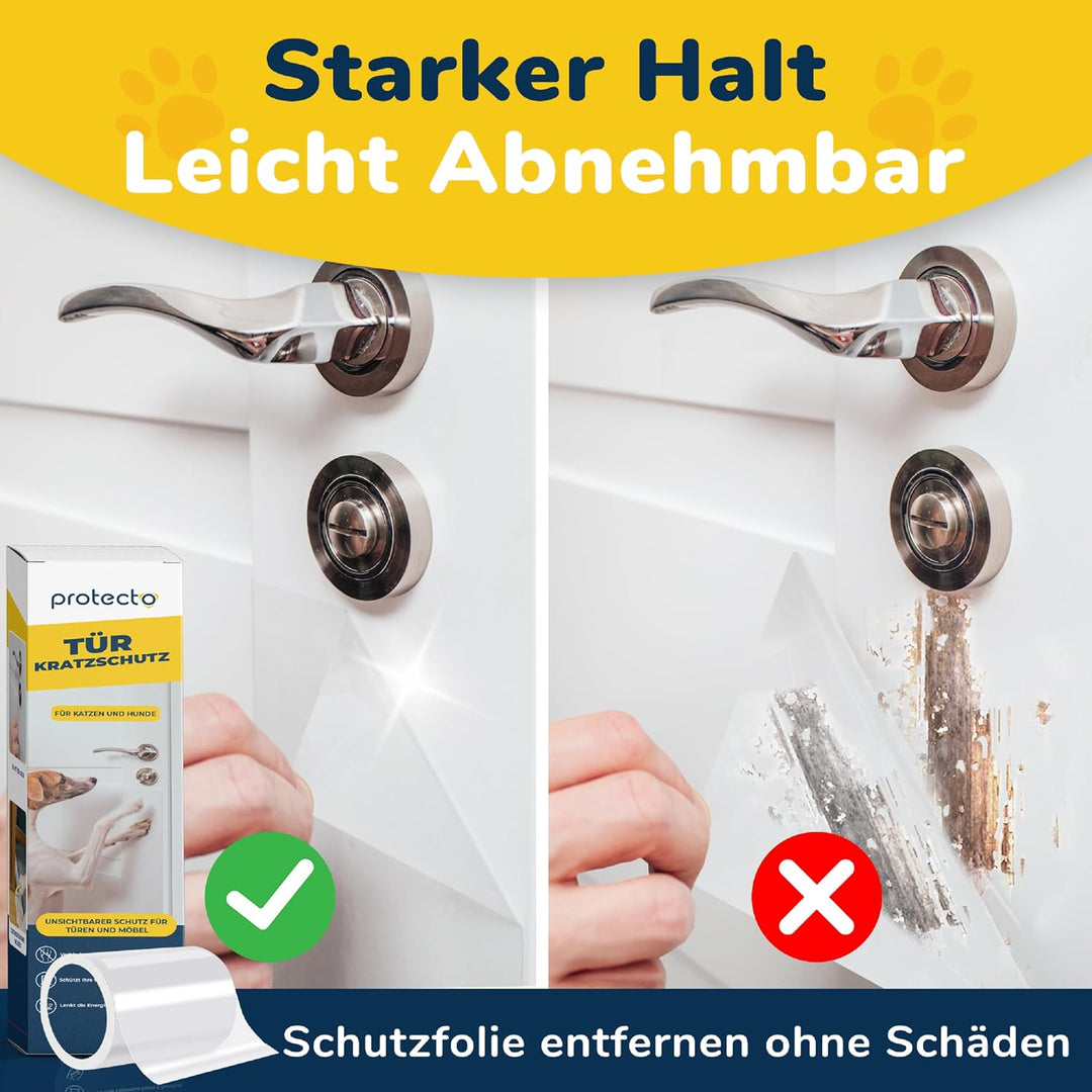 PROTECTO Tier - Kratzschutz mit Cuttermesser – 150 x20 cm Schutz für Türen + Holz &amp; Möbel vor Hunden