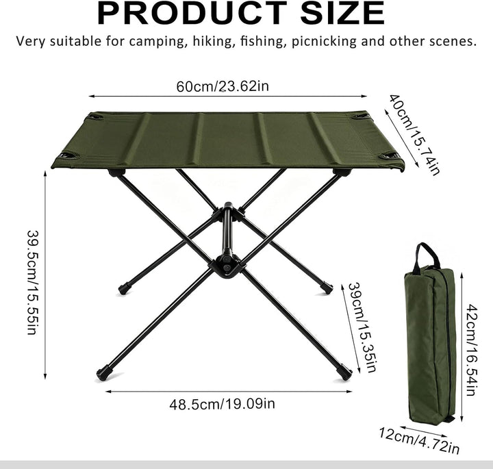 Klappbarer Campingtisch Ultraleicht und stabil, Tragbarer Outdoor Tisch mit praktischer Tragetasche,