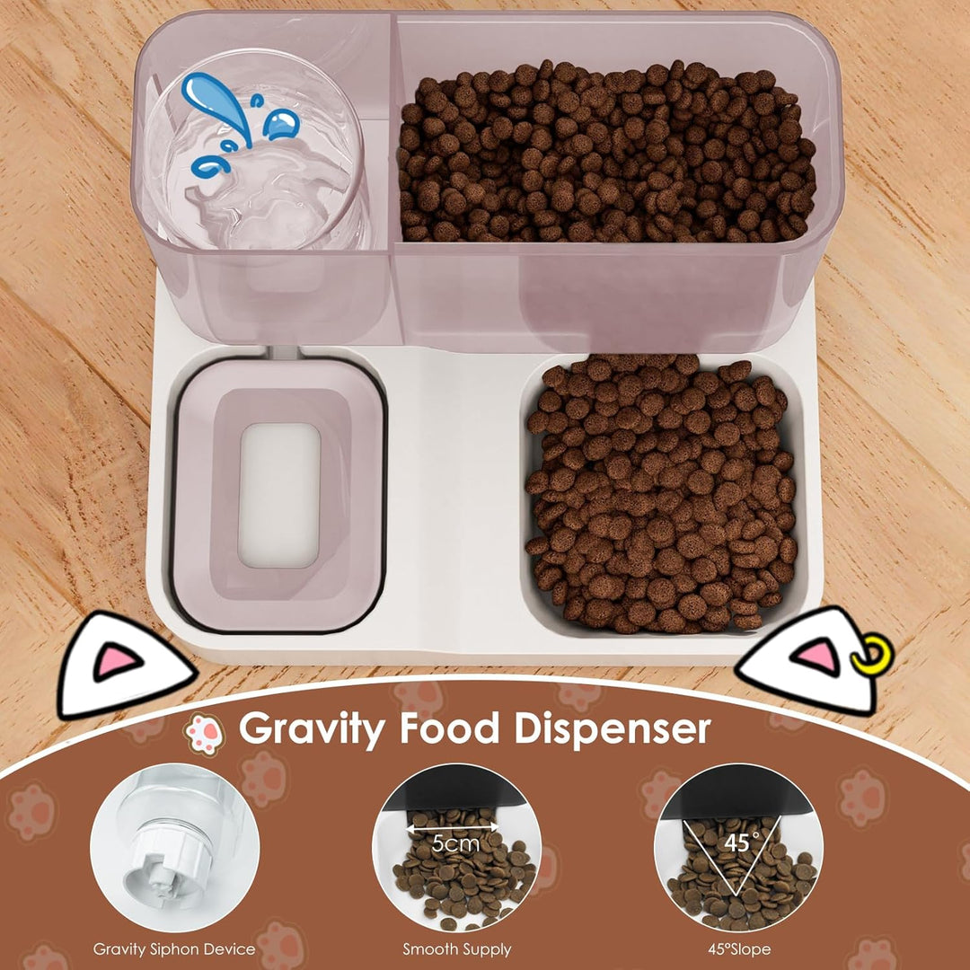 Futterautomat Katze Set, 3.8L 2-in-1 Automatischer Gravity Katzen Hund futterautomaten Wasserspender