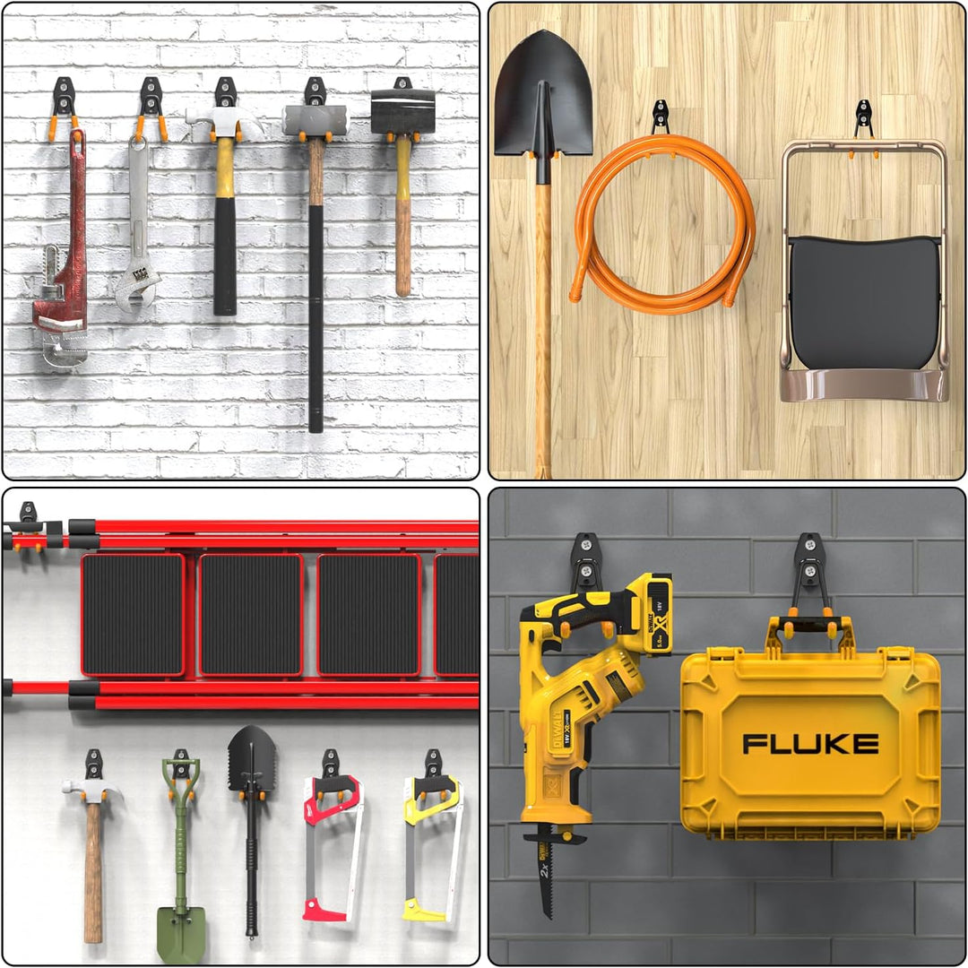 3-H Wandhaken Garage, Wandhaken Schwerlast, Haken 8 Stück Gerätehaken Garage Storage Doppelhaken für