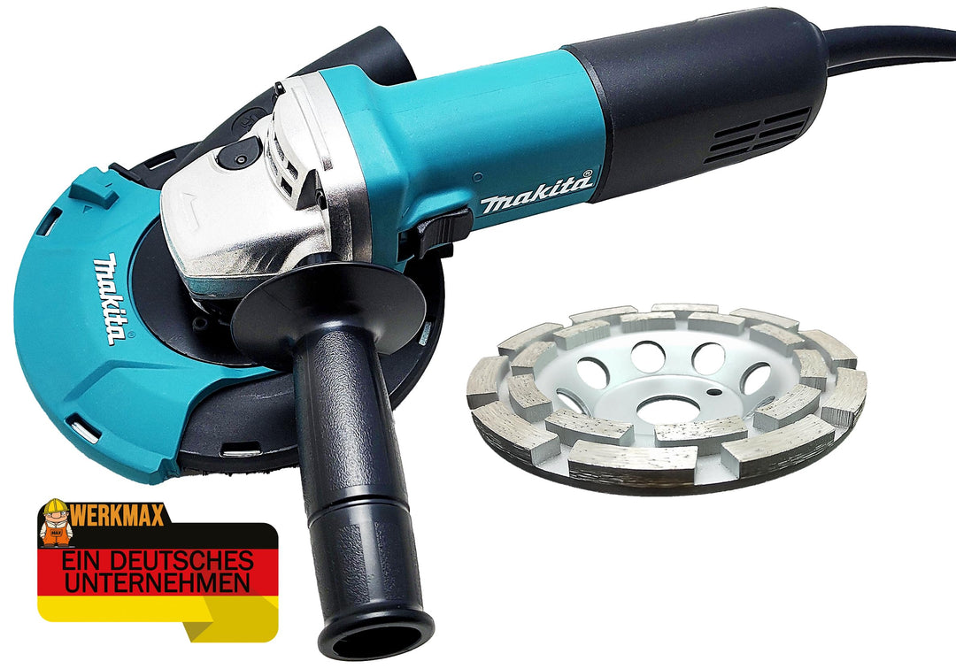 Makita Betonschleifer Set mit Makita Staubabsaugung 191W06-8 und 125mm Diamantschleiftopf