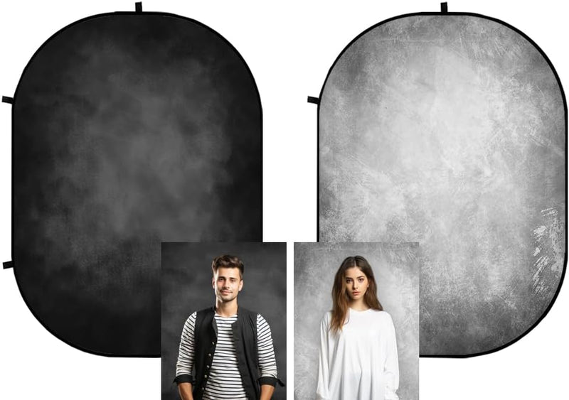 Kate 1.5x2m Schwarz/Grau Falthintergrund Fotografie Faltbarer Studio Hintergrund Faltender Hintergru