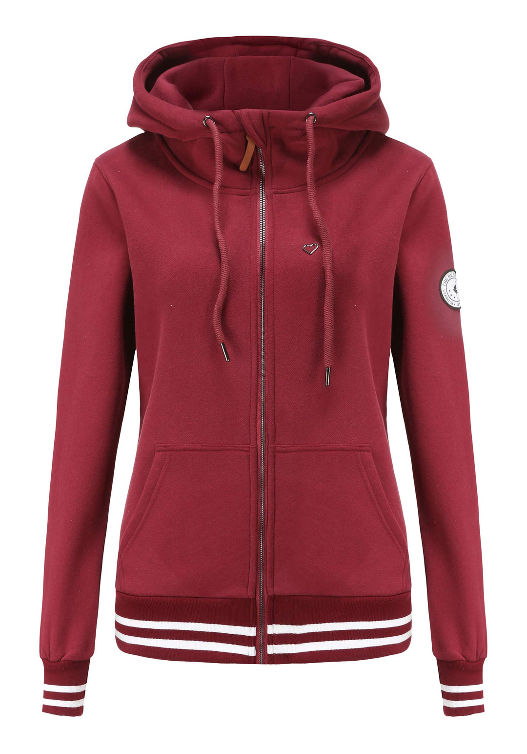 TrendiMax Damen Sweatjacke Kapuzenpullover Zip Hoodie Kapuzenjacke Winter Sweatshirt Jacke XL Weinro