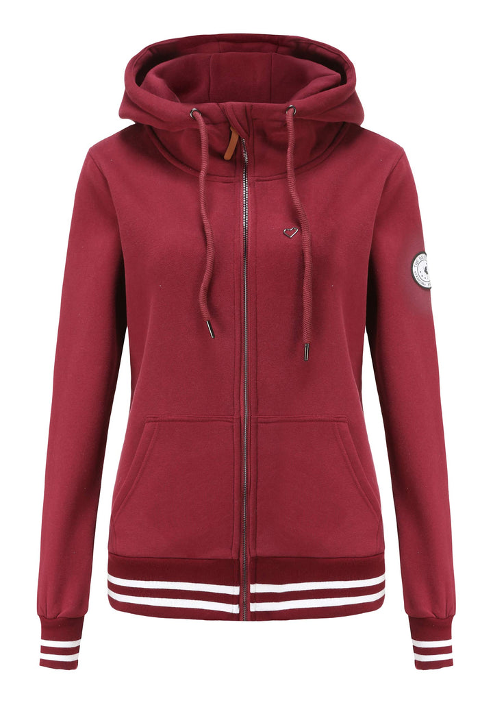 TrendiMax Damen Sweatjacke Kapuzenpullover Zip Hoodie Kapuzenjacke Winter Sweatshirt Jacke XL Weinro