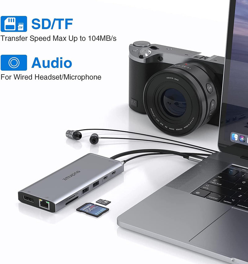 USB C Docking Station Dual Monitor,Triple Display USB C Hub, 14 in 1 Laptop Dockingstation mit 2*4K