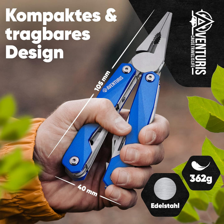 AVENTURIS® Multitool. Tolles Multifunktionswerkzeug als Fahrrad zubehör oder Outdoor Ausrüstung, ein