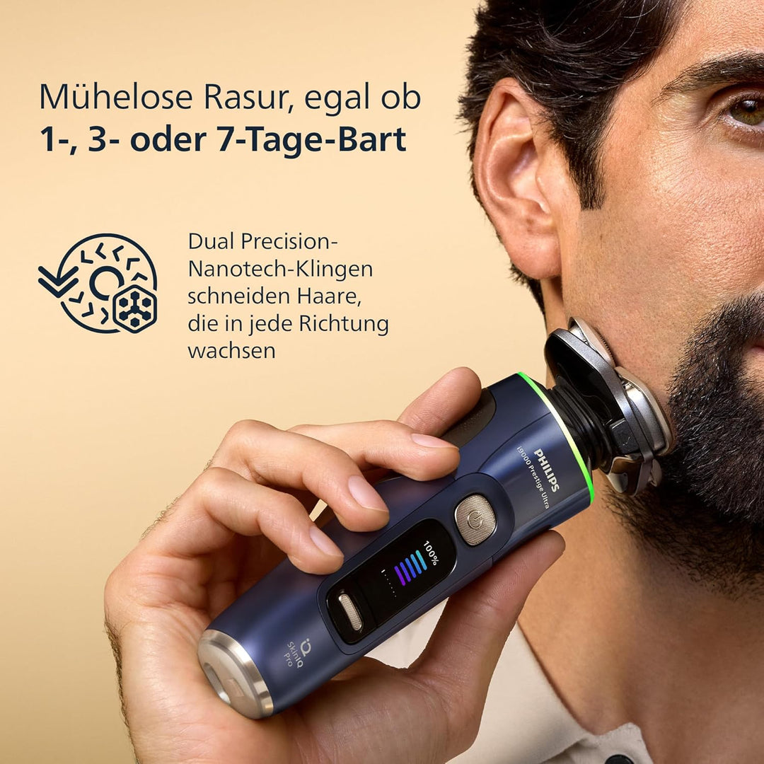 Philips Rasierer i9000 Prestige Ultra, Nass- und Trockenrasierer, adriatic, Druck- und Bewegungssens