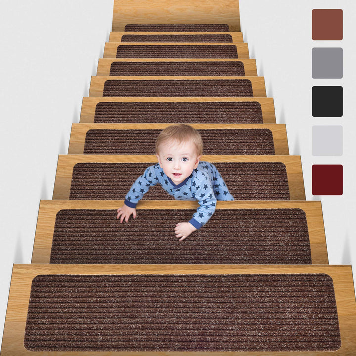 MBIGM 15er Set Stufenmatten 20 cm X 76 cm Treppenteppich Selbstklebend Sicherheit Stufenteppich für