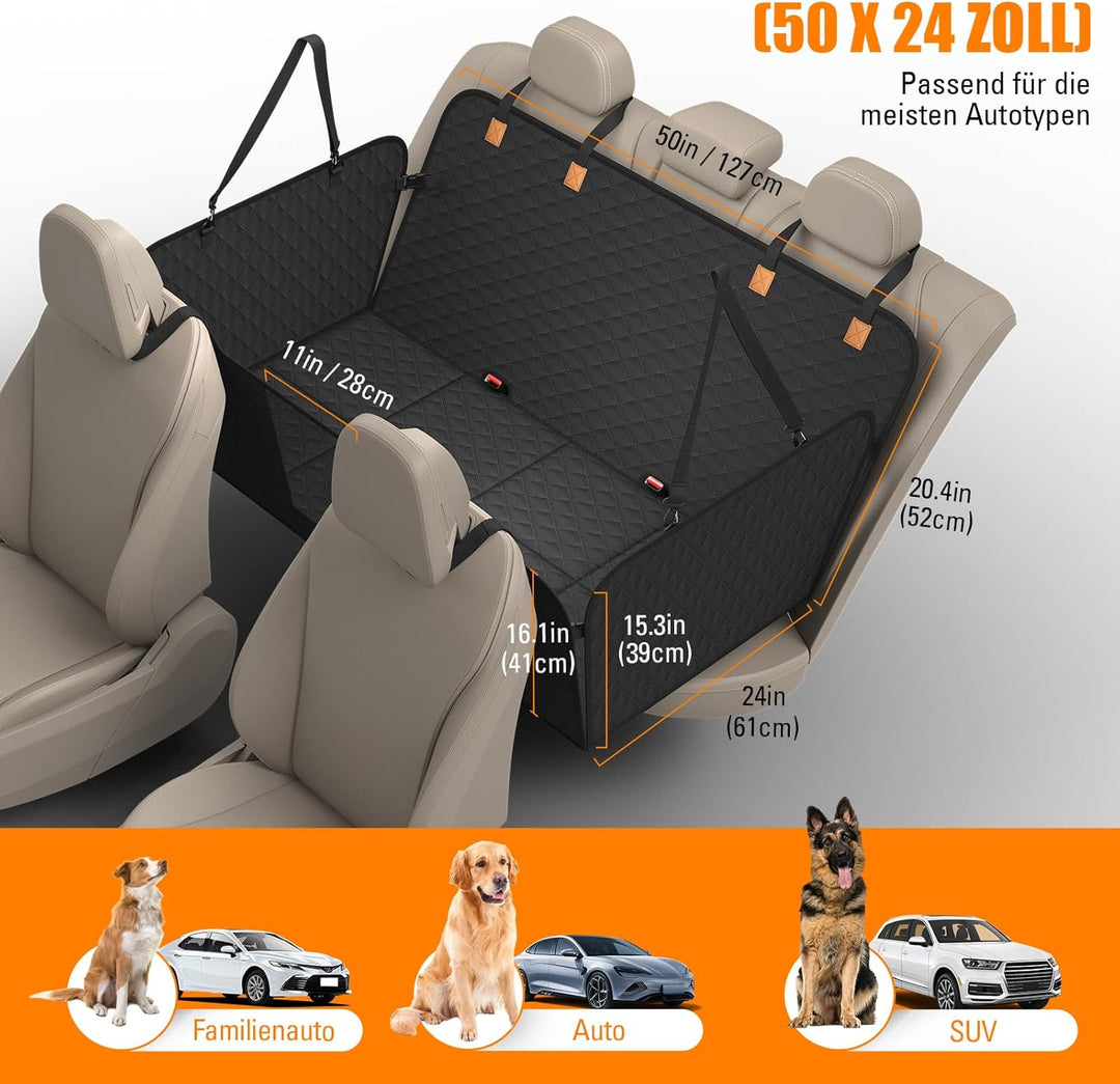 BMaoBBo Hundedecke Auto Rückbank[127x62cm],Wasserdicht,Kratzfest mit Hartschale (300 Pfund Traglast)