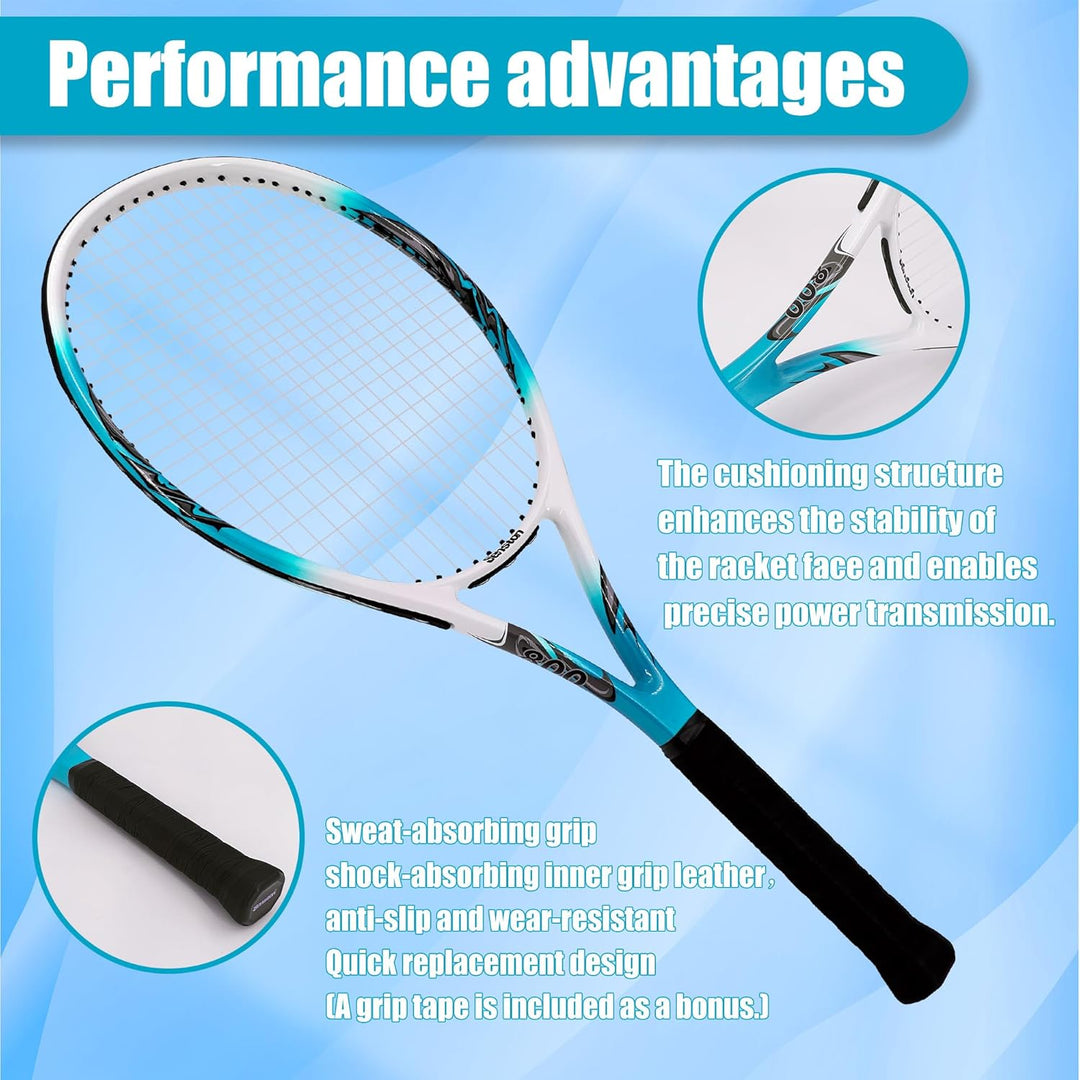 Senston Tennisschläger 68,6 cm, Professioneller Training Tennis Racket für Damen Herren blue 27 inch