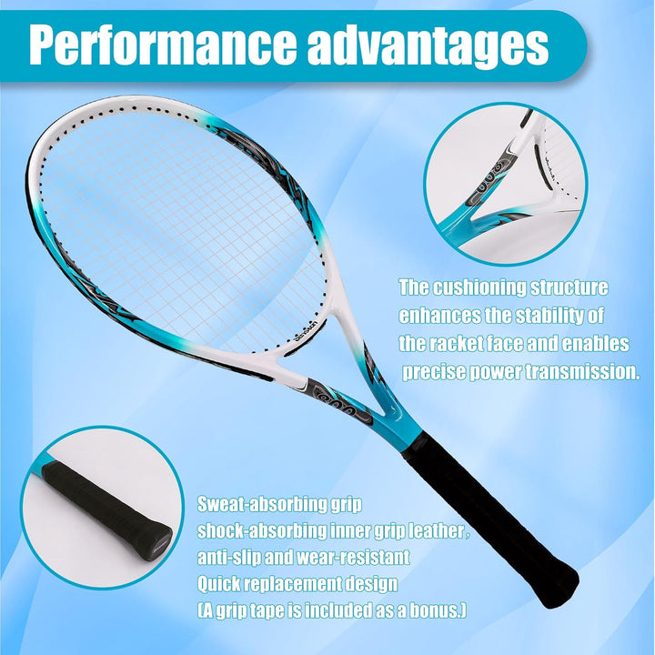 Senston Tennisschläger 68,6 cm, Professioneller Training Tennis Racket für Damen Herren blue 27 inch