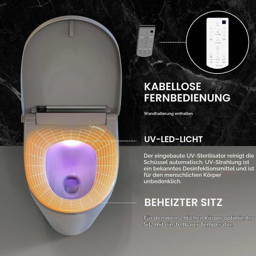 VOVO VB-4000SE Elektronischer Smart Bidet Toilettensitz, Länglich, Selbstreinigende Düse aus Vollede