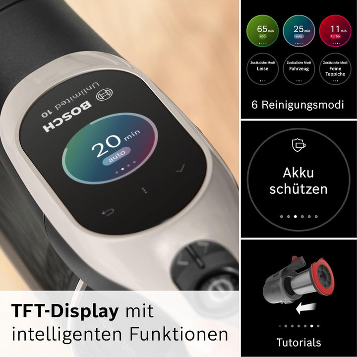 Bosch Akku-Staubsauger Unlimited 10 BKS1051GQC, kabellos, MicroClean Technology, TFT-Display, Staubk