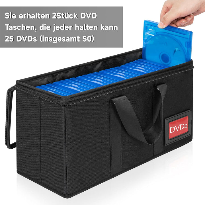IPEB CD Aufbewahrungshülle, DVD-Aufbewahrungsbox, CD/DVD-Aufbewahrungstasche mit Tragegriff, CD-/DVD