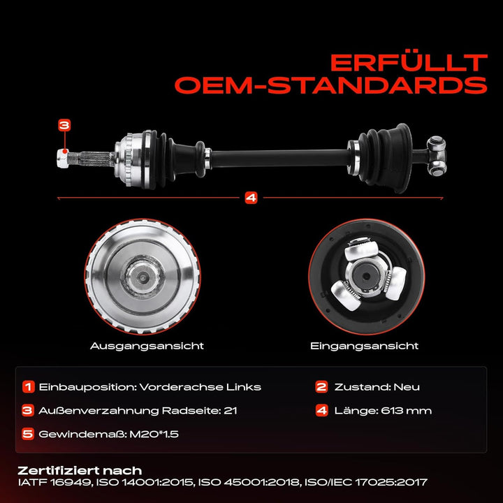 Frankberg Antriebswelle Vorderachse Links Kompatibel mit Clio I 5/357 B/C57 1.1L-1.9L 1991-1998 Repl