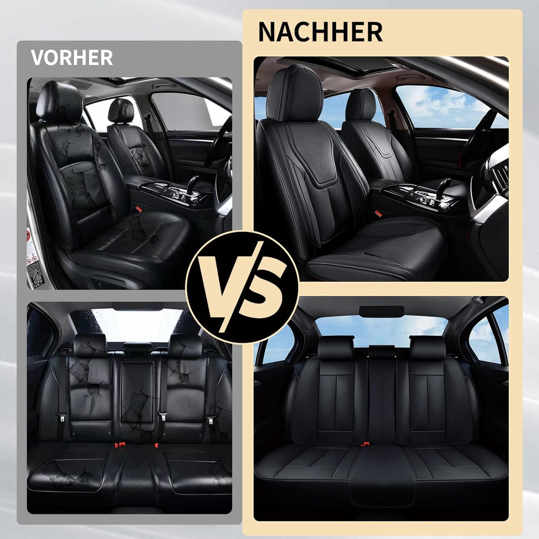 FLORICH Autositzbezüge Kunstleder, Vorder- und Rücksitzbezüge, 5 Stück, komplettes Set, universell p